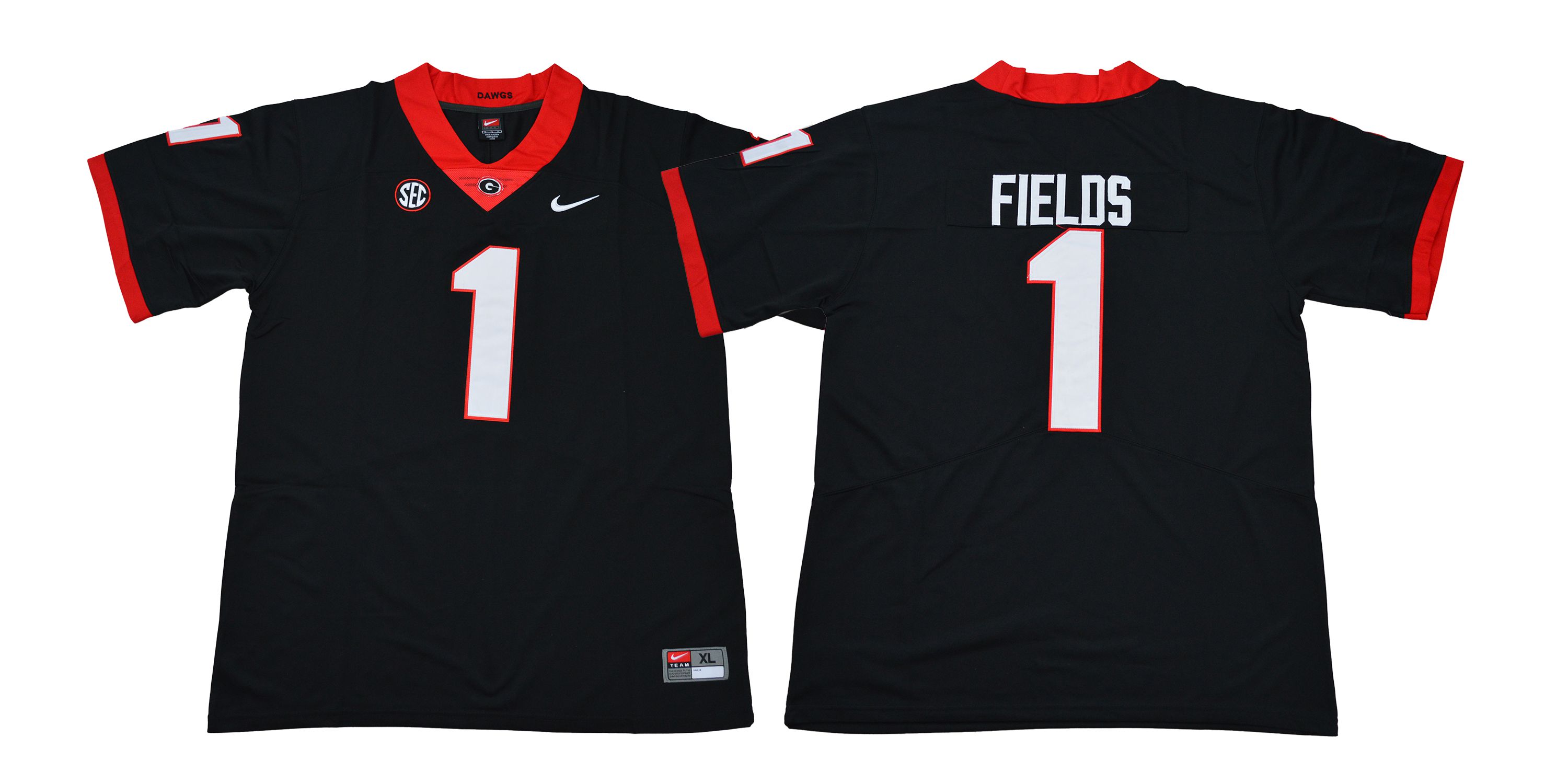 Men Georgia Bulldogs #1 Fields Black NCAA Jerseys->more ncaa teams->NCAA Jersey